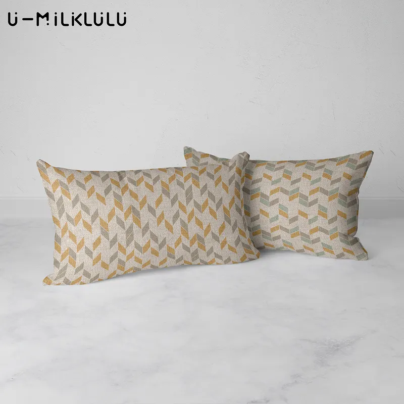 Pillow Case Rectangle Cushion Cover Home Decor Nordic Pillow Geometric Decorate 30X50 Green Yellow Linen Customized Sofa Pillowcases 220714