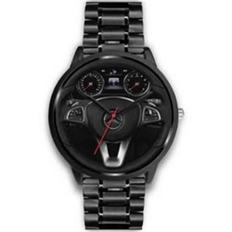 2022 New Luxury Men Metal Metal Custom Care Steering Speedometer Stainls Steel Band Car Wheel Watch260a