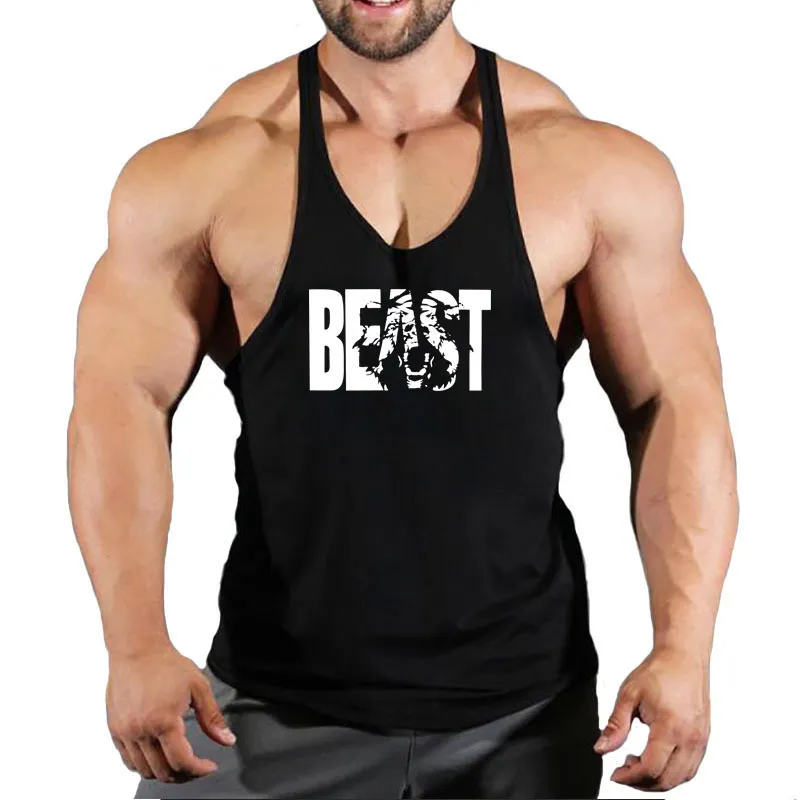 Väst Men s Singlets Gym Sportskjorta Man Ärmlös tröja Stringer Beast Wear T-shirts Hängslen Kläder Topp 220630