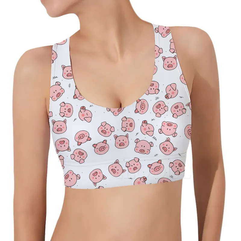 Summer Women Sports Vest Funny Pig Animal 3D Pattern Swine Printed Tank Top Casual Female Yoga Running Fitness Sports Bra W220616