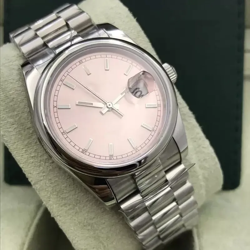 Automatisk mekanisk kvinnors armbandsur Fashion Högkvalitativ damer 36mm Single Calendar Watch Rostfritt stål Watchband2053