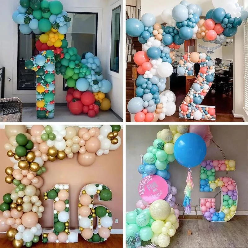 Decorazione feste 73 cm Numero grande Cornice Stand Scatola di riempimento palloncini Fai da te Baby Shower Compleanno Lettera Alfabeto Mosaico Anniversario Weddi261V