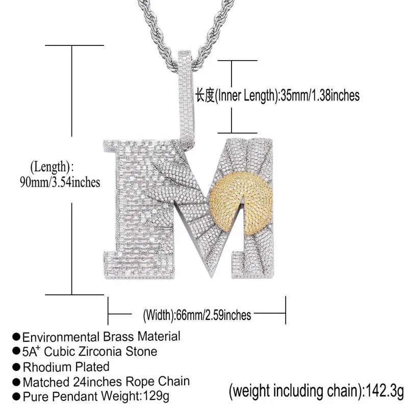 Pendentif Colliers Hip Hop Plein Cristal Lettre M Daisy Collier Avec Glacé Grande Largeur 20mm Bling Miami Chaîne Cubaine Collier Bijoux2515