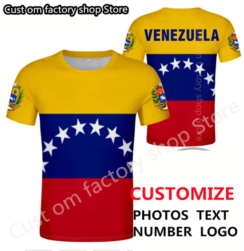 Венесуэла бесплатная индивидуальная флаг флагое футболка для рубашки боливарианская республика эмблемы рубашки DIY Государства города Номер T 220616