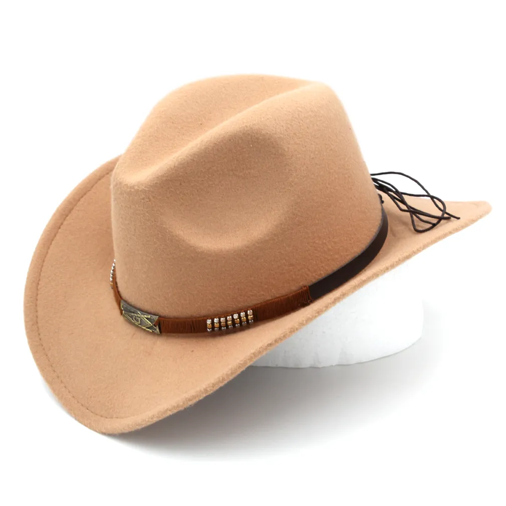 Cappello da cowboy occidentale bambini, ragazzi e ragazze, a tesa larga, con decorazioni a fascia lavorate a mano Halloween, Natale, compleanno, 298 g