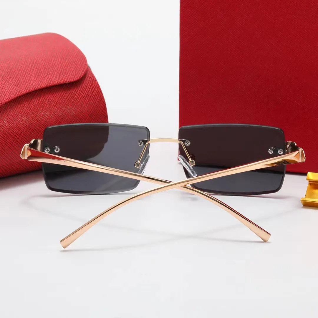 Мужские солнцезащитные очки Дизайнерская оптическая оправа C Shade Panther Высококачественные солнцезащитные очки для женщин Без оправы Мода Ретро Люксовый бренд Мода Металл хорошо