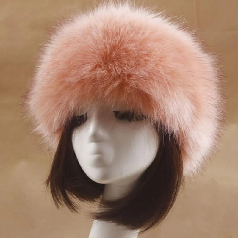 ビーニースカルキャップ冬の女性ファッションロシアの太い暖かいビーニーふっくらした偽のフェイクファーハット空いているトップヘッドスカーフ帽子hats251l