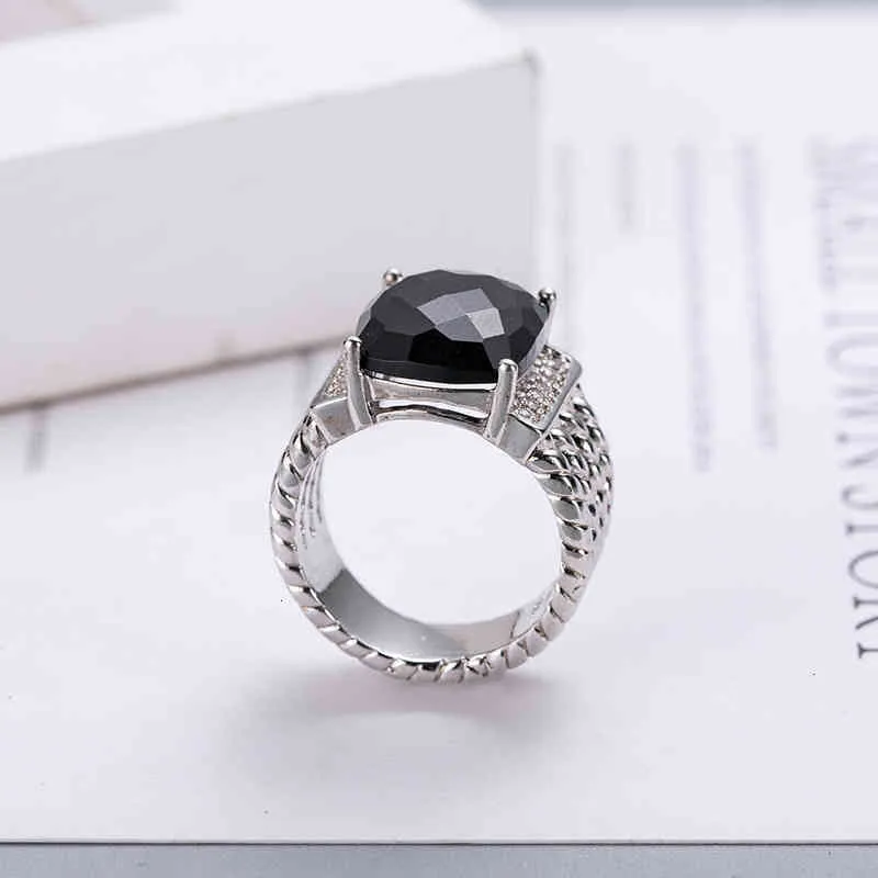 リングdy dy ed prismatic black ring womenファッションプラチナメッキマイクロダイヤモンドトレンド汎用スタイル207w