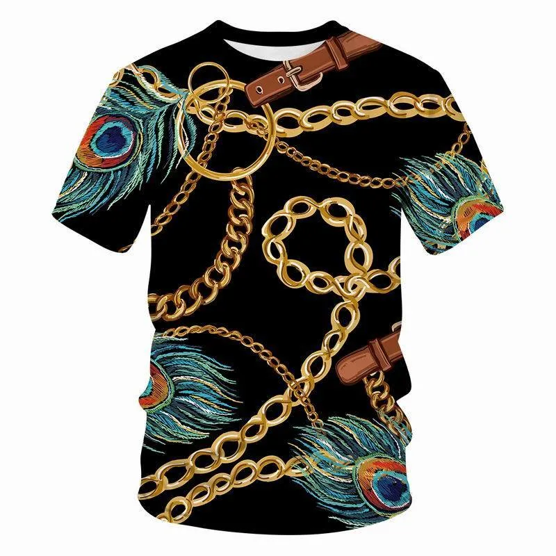 T-shirt serie Summer Chain da uomo/donna stampata in 3D casual stile Harajuku maglietta di moda streetwear abbigliamento uomo top 220407