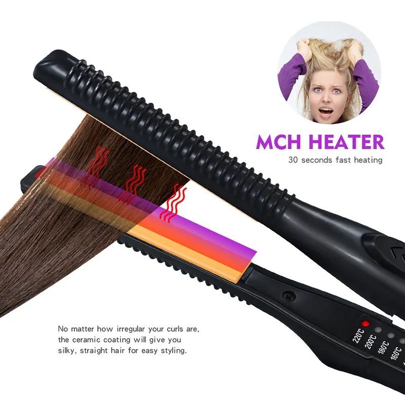 2-in-1-Haarglätter und Lockenwickler, Mini-Glätteisen, Glättung, Styling-Werkzeuge, Keramik-Crimper, Wellung, Curling 220606