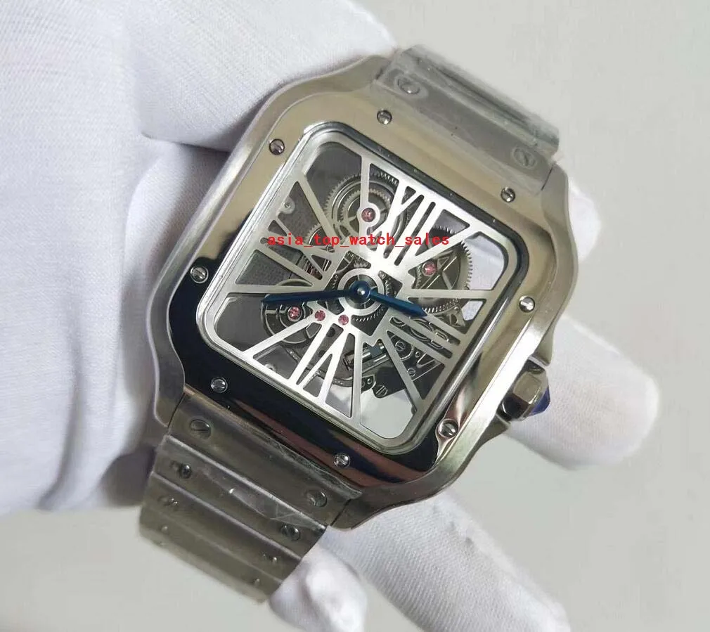 Relojes de estilo clásico de gran calidad para hombre, esfera de 39 mm, zafiro, luminoso, movimiento de esqueleto de cuarzo japonés detrás de transparente perf2976