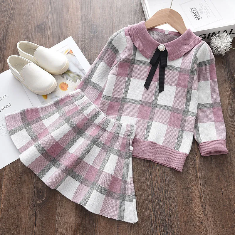 Bear Leader Baby Girls Clothes Set Autumn Winter Cartoon Grape Clothing Kids Knitted Sweet Outfit Children Suit 220507