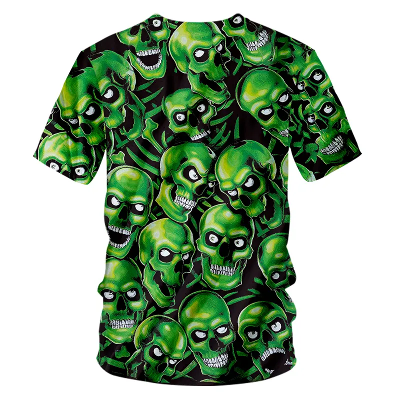 CJLM Polyester O Neck Tshirt Man HipHop Green Skulls Shirt 3D Printed Punk Rock Chinese Style Oversized t shirt 220623259G