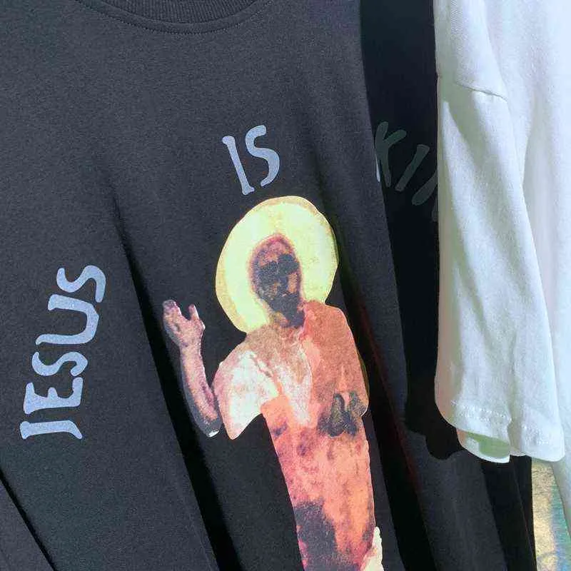 T-shirt de tinta petrolífera de Jesus 2020 homens mulheres são rei t-shrits de tamanho grande de boa qualidade teet220721