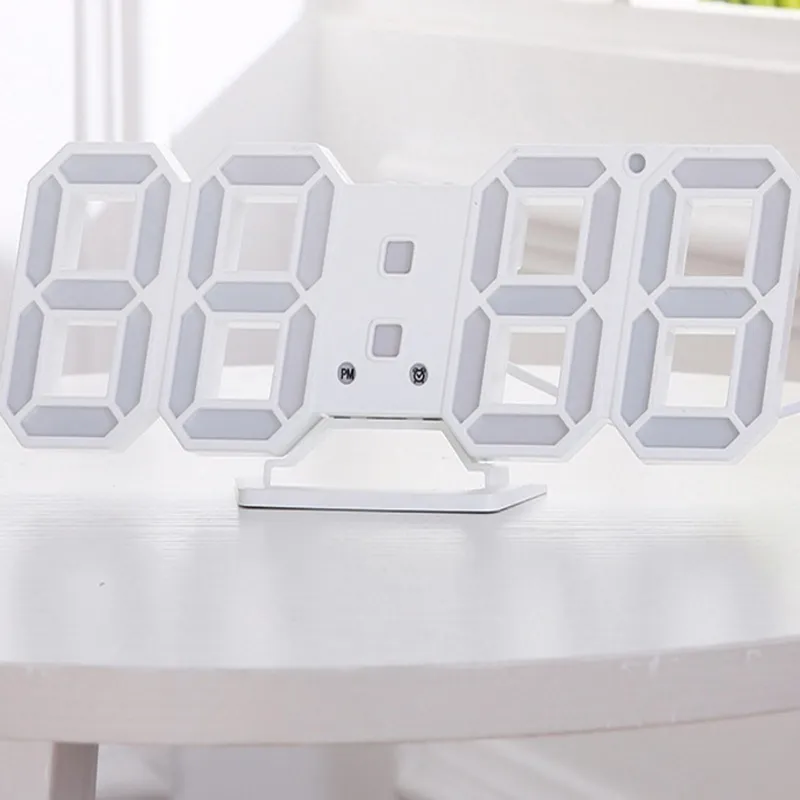 3D LED Digitaluhr Modernes Design Wand Nachtlicht Tisch Temperaturalarm für Zuhause Wohnzimmer Dekoration 220329