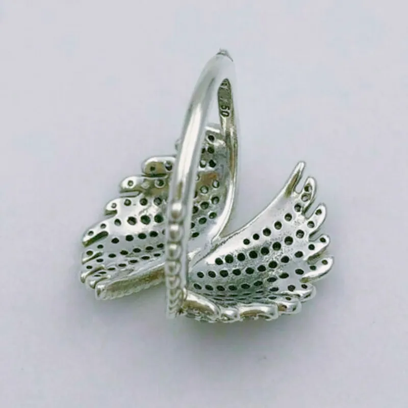 Estetiska smycken Pandora majestätiska fjädrar ringar för kvinnor män par finger ringset med logotypens födelsedagspresenter 190960cz