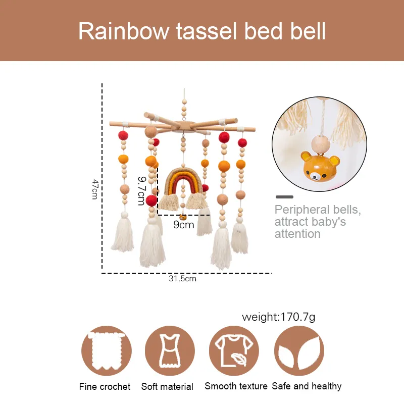 Cabilos Cabilos Caminho de Toy Bed Bell Para Born Baby Rainbow Tassel 0-12 Mês Carousel Cots Projeção Drop 220428