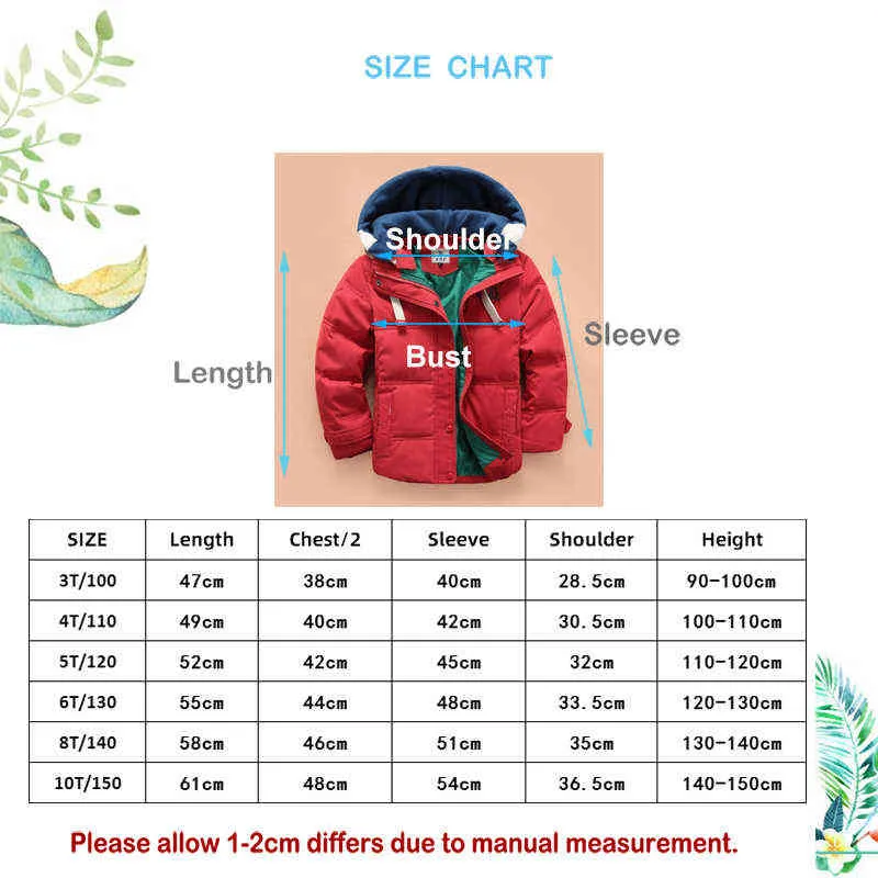2022 Autumn Winter New Kids Clothing Borttagen Hooded Boys Down Jacka Korean Children Down Jacket Fashion Toddler Jacket J220718