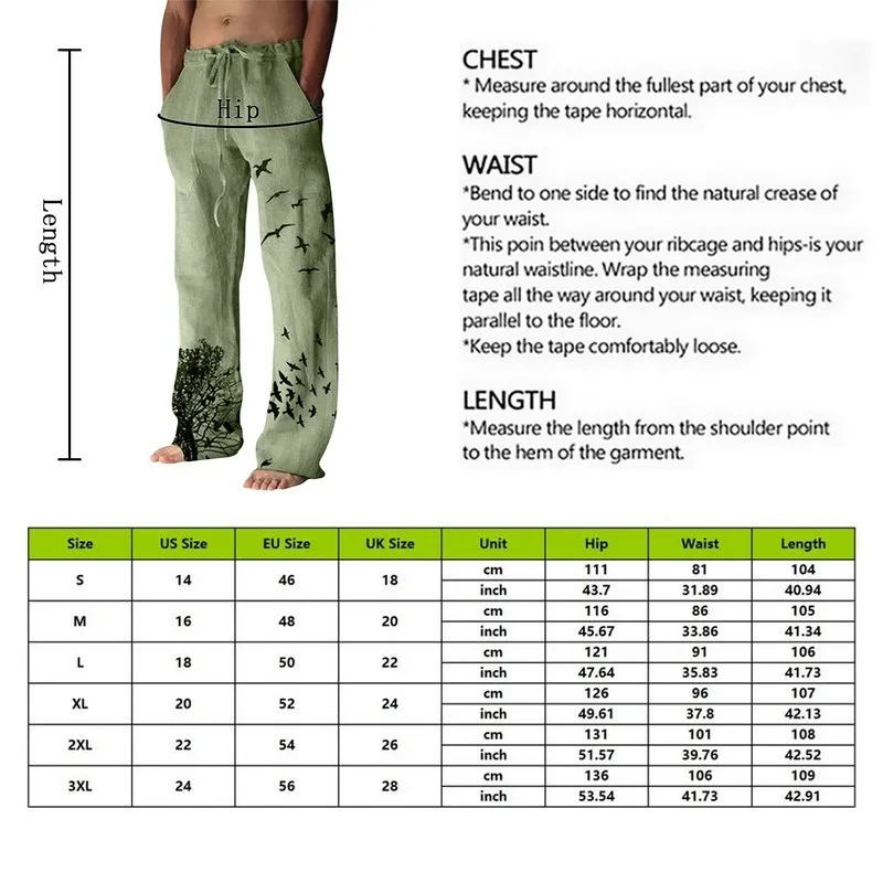 Summer Vintage Mens Cotton Linen Oversized Jogger Trousers Hip Hop Avatar Print Male Plus Size Loose Wide Leg Pants Men 220704