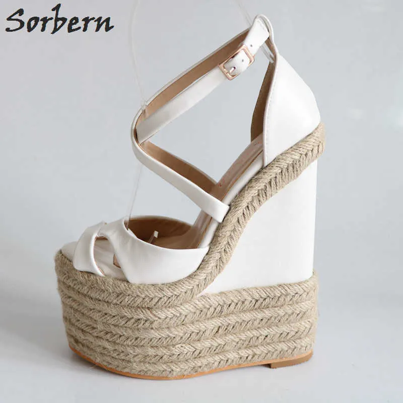 Sorbern corde sandales à talons compensés 18 cm talons hauts taille 13 chaussures pour femmes plus 34-46 personnalisé bout ouvert