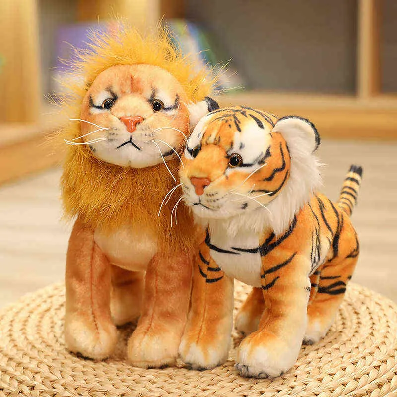 Pc cm mooie simulatie tijger leeuw luipaard pluche speelgoed levendig dieren poppen gevuld zachte kinderen baby verjaardag kerstcadeaus j220704