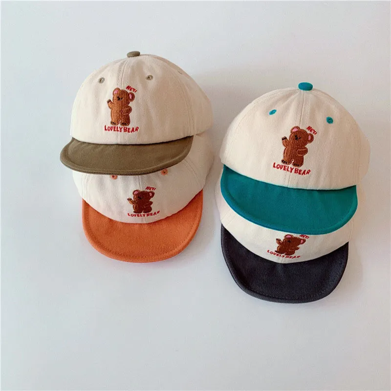 MILANCEL printemps enfants casquette colorée garçons avec ours brodé chapeau à bords courts filles chapeau de soleil 220611