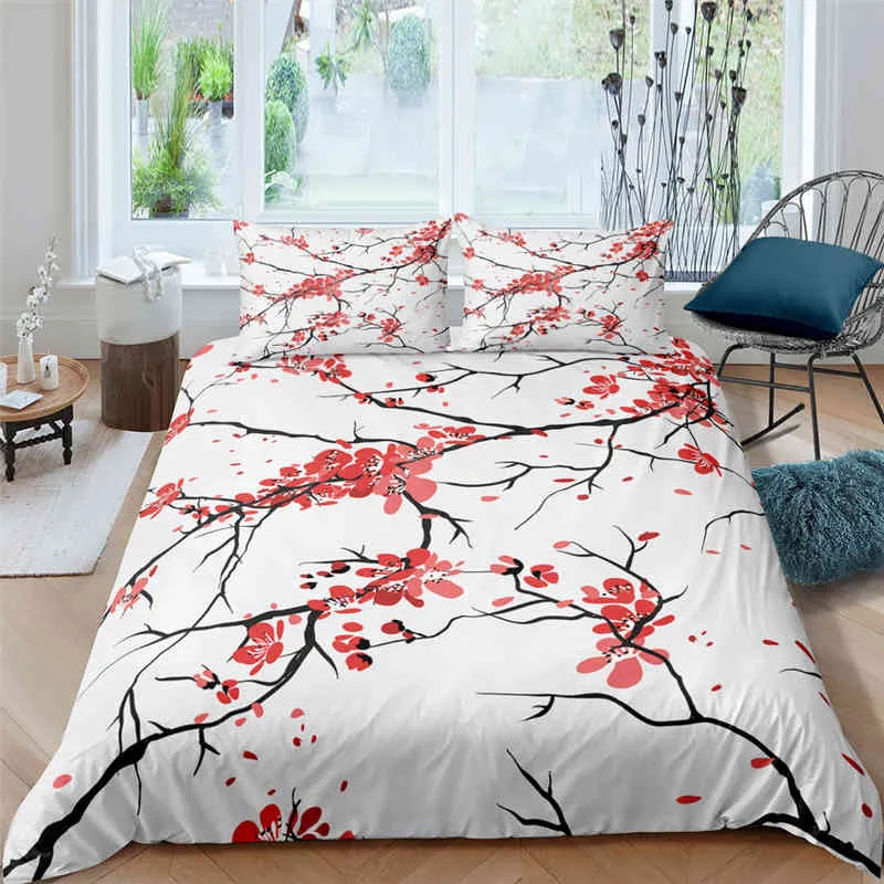 Luksusowa kołdra Zestaw Cherry Blossoms Bedding Boys Home Tekstyles Floral łóżko wystrój łóżka