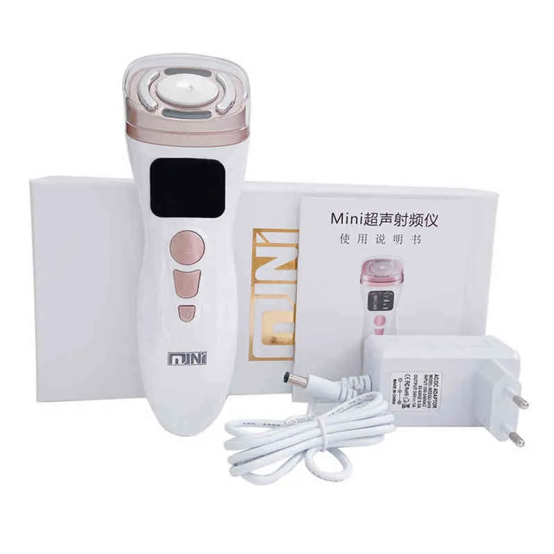 Mini HIFU Machine Ultraljud RF EMS Facial Beauty Device AntiWrinkle Massager Necklyftning Tätt för föryngring Skinvård 22051179458