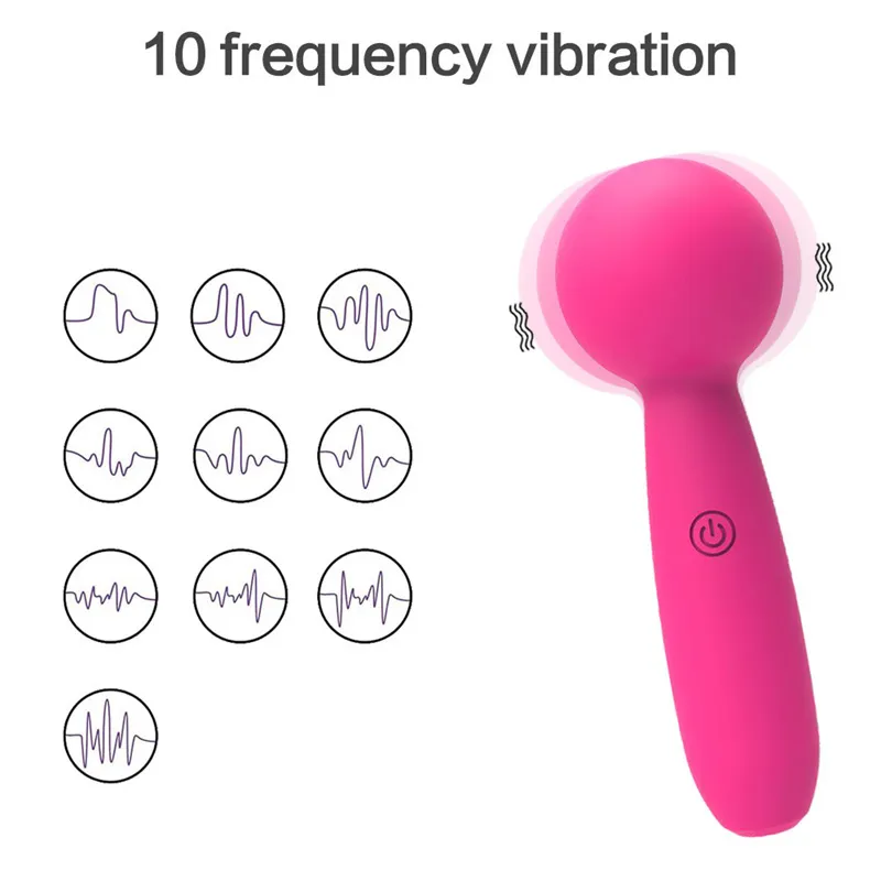 Mini Silicone AV Wand Vibrador Sexy Toys for Women Produtos adultos Masturbação Feminino Recarregável 10 Velocidade