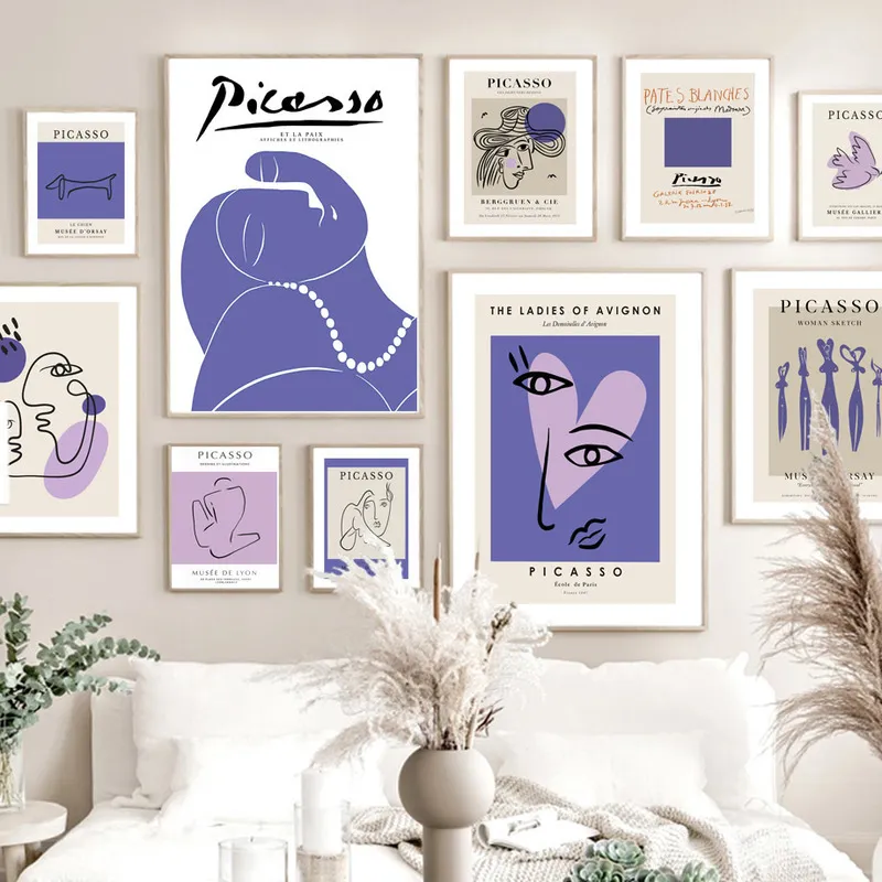 Bardzo Peri Picasso kobieta szkic abstrakcyjny sztuka ścienna Płótno malowanie plakatów nordyckich i drukowanie zdjęć do salonu dekoracje 220507