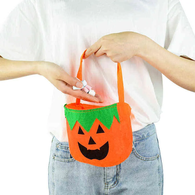 Halloween Loot Party Kids Pumpkin Trick eller behandla tygväskor Candy Bag Halloween Candy Story Hucket Portable Presentkorg T220812