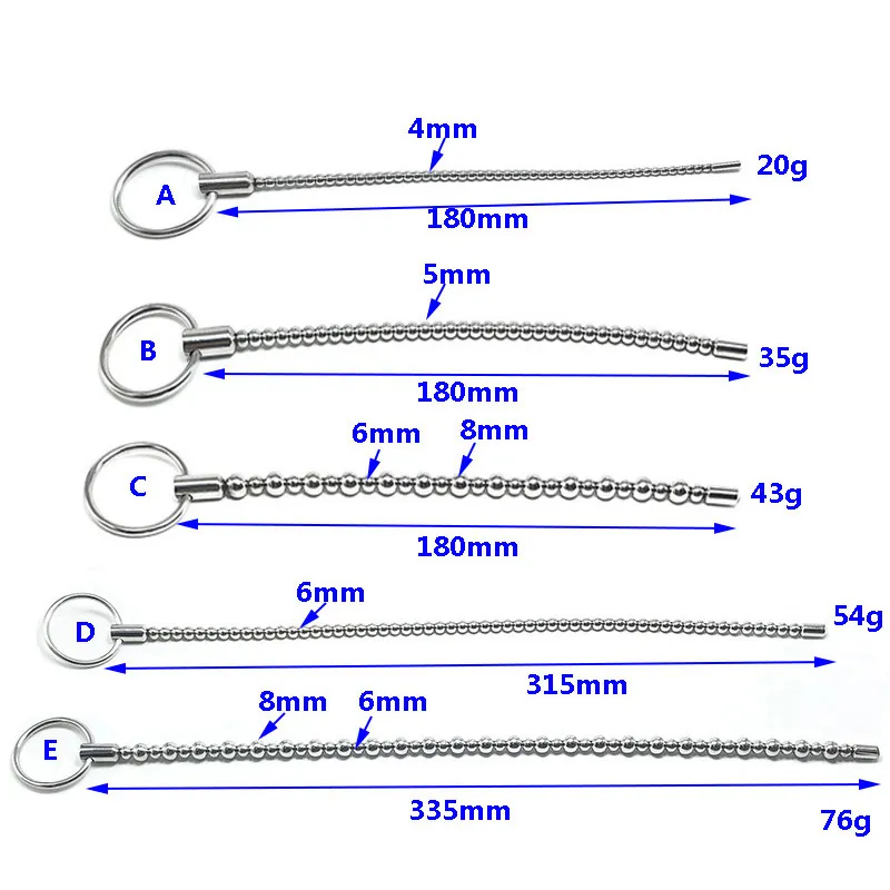 Stainless Steel Urethral Sound Dilators Sounding Penis Plug Beads sexy Toys For Men Catheters Insert243f