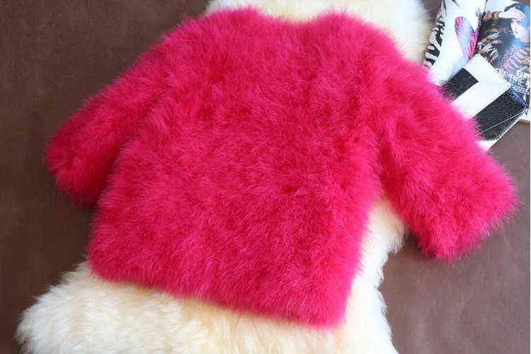 Ny 2021 Kvinnor Child Winter Encryption 100% Natural Ostrich Feathers Turker Fur Coat Boys and Girl Real Fur Vest HP510 T220716