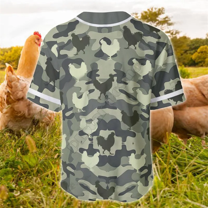 Chicken Camou Custom Name Baseball Shirt Trikot 3D überall über bedruckte Männer sconds hip hop tops 220707