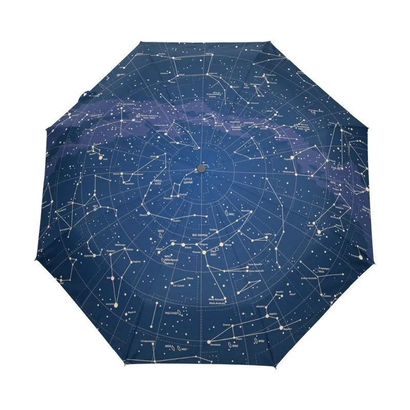 Creative 12 Stars Map Starry Sky Umbrella Rain Women Automatic Tre pieghevole Parapluie 2204269937713