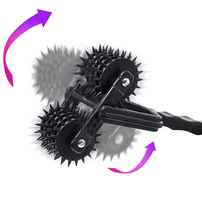 Nxy Sm Bondage New Prick 5 Row Spiked Wartenberg Pinwheel Pin piquer Ensation Wheel Roller Bdsm Torture Tool Sex Toys pour Couple 220423