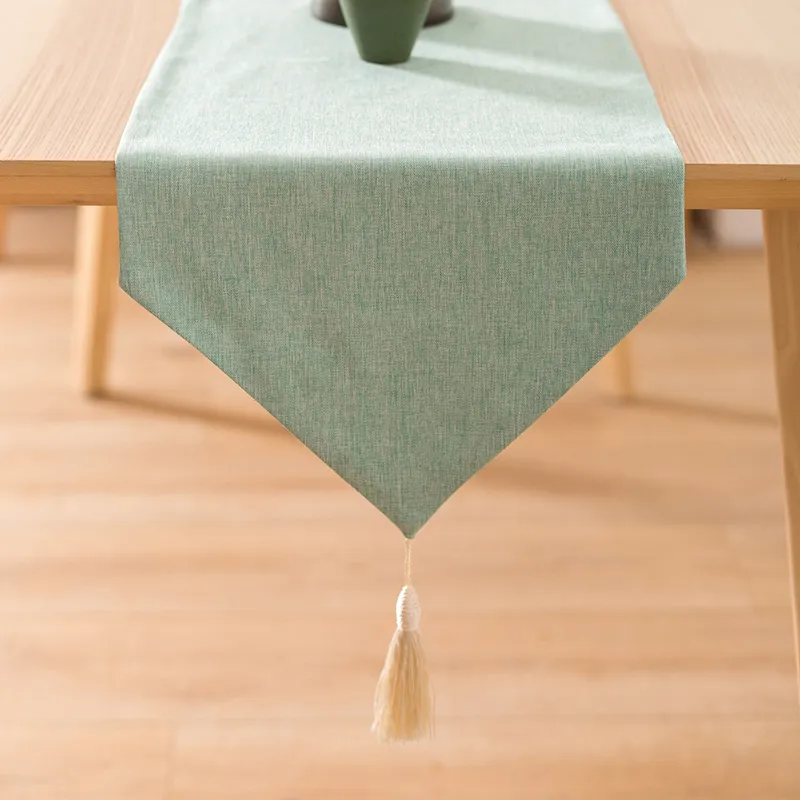 Nordic Style Table Runner Cotton Linen Japanese Simple Elegant Tassel Runners American Coffee Flag Home Decor 220615