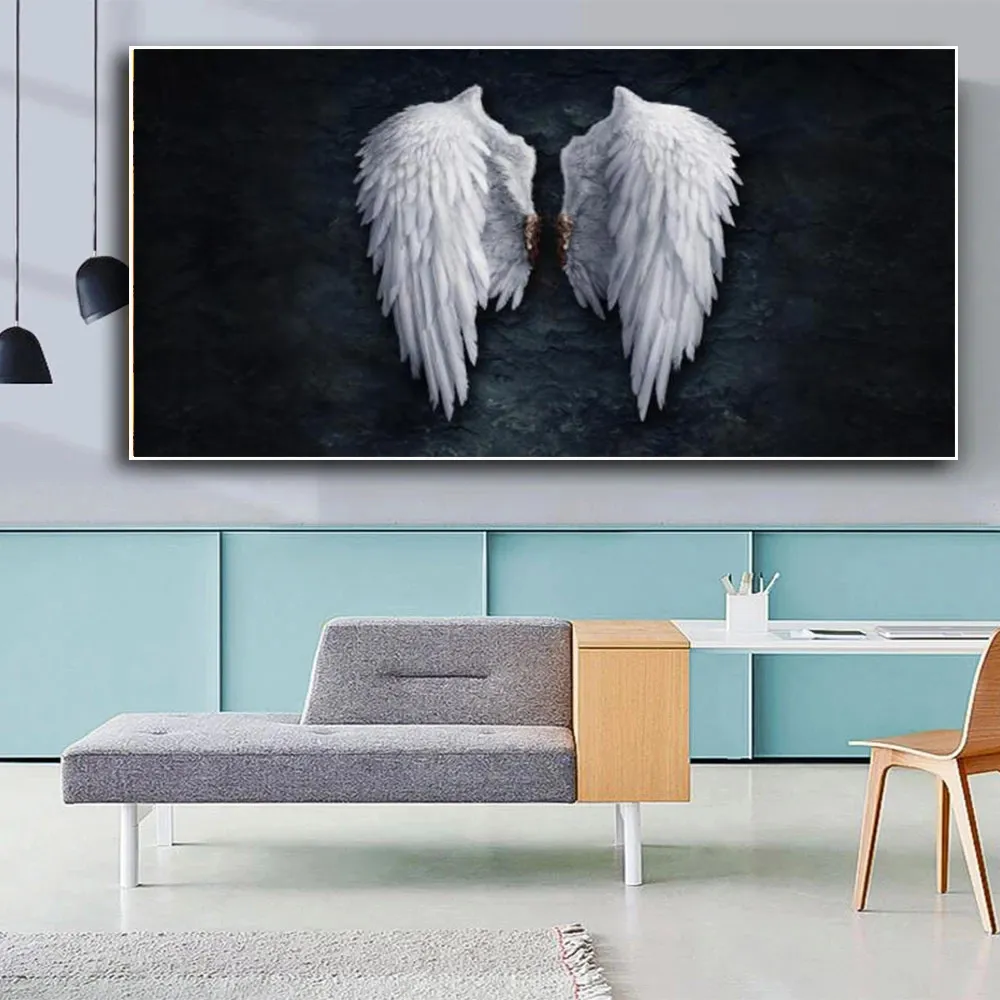 Pinturas abstractas en lienzo, arte de pared, alas de Ángel, carteles artísticos e impresiones, imágenes de alas para sala de estar, decoración del hogar, Cuadros3641556