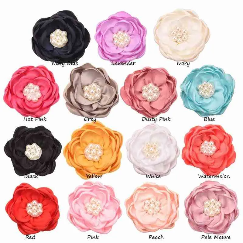 10 pièces 2.2 pouces fleurs en tissu perle Center Boutique fleur de cheveux bébé fille accessoires de cheveux pour Barrette nœuds de cheveux chapeaux AA220323