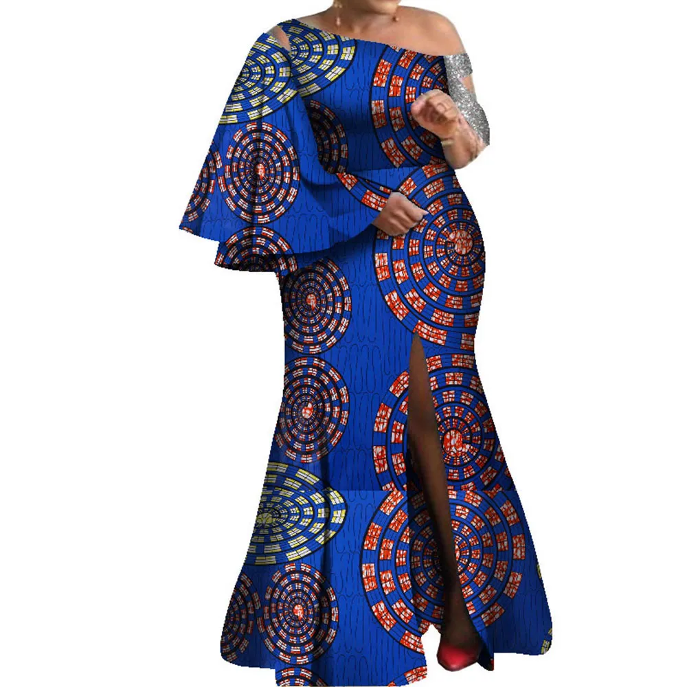 BintaRealWax African Dresses for Women Flared Sleeves Long Maxi Dress Dashiki Plus size 7XL African Women Dresses WY8237