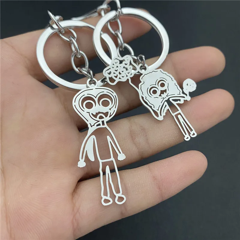 AurolaCo Actual Kids Drawing Keychain Customized Name Keychain Children Artwork Necklace Personalized Keychain Kid Art Gift 220516