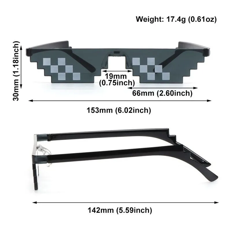 mosaik solglasögon trick leksak thug liv glasögon hanteras med pixel svarta coola skämt roliga leksaker 220705