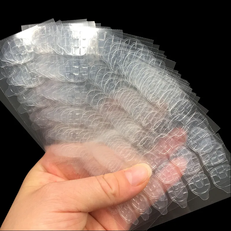 100 st / parti Andningsbara klistermärke Spiklimband Nagelflikar Klar DIY Manicure Decoration Sticky Transparent Lim Partihandel