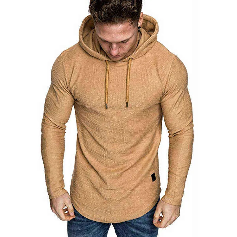 Hoodies de moda Mannen Efen Kleur Hooded Slanke Sweatshirt Lente Mannen Hoodie Hip Hop Tops Casuais Treinings Sportkleding