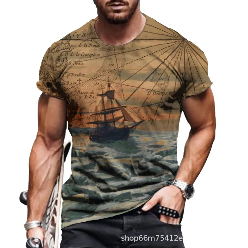 Gepersonaliseerde korte mouw heren 3D digitale printing heren t -shirt zomer oversized o nek t -shirt mannelijke mode tops tees 220607