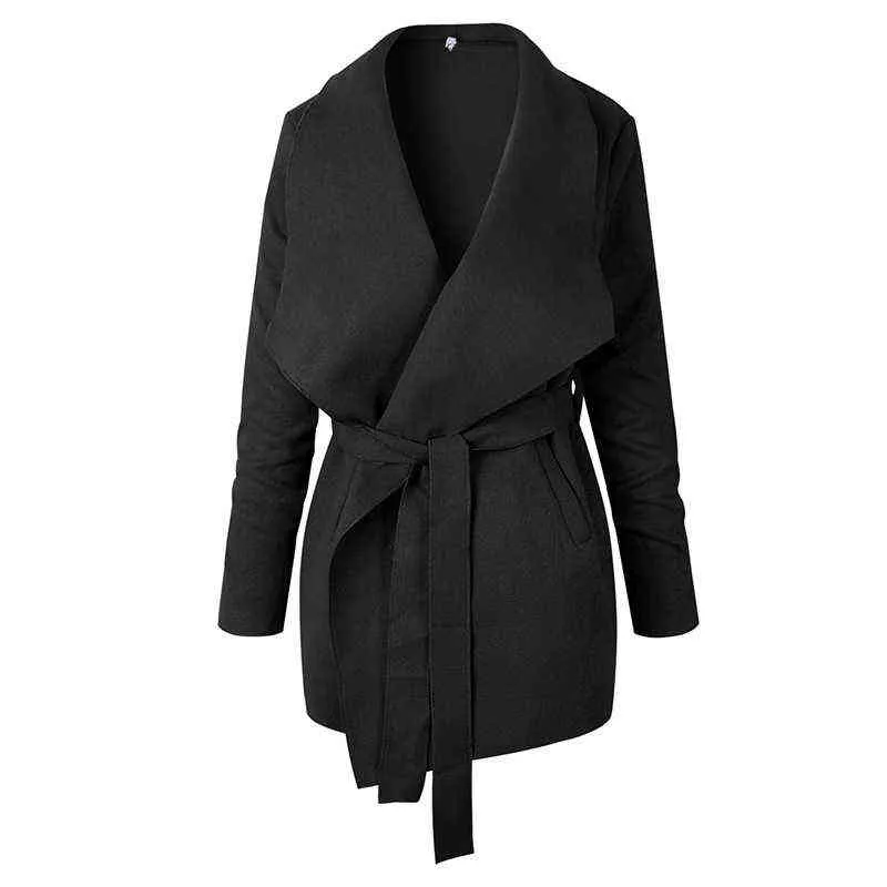 Cardigan en dentelle à revers irrégulier pour femme, long manteau en laine, mode automne et hiver, T220714