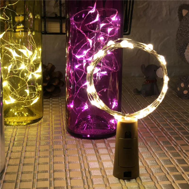 5 -stcs wijnfles kurk led string licht 1m 2m koperdraad Garland Fairy lamp kerst trouwvakantie Decoratie verlichting 220429