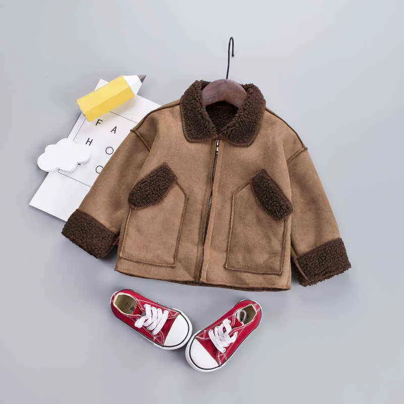 2021 Inverno Nuovi bambini Giacca in pile caldo Giacca tinta unita bambini Moda autunno Neonati maschi e ragazze Capispalla spessa Abbigliamento J220718