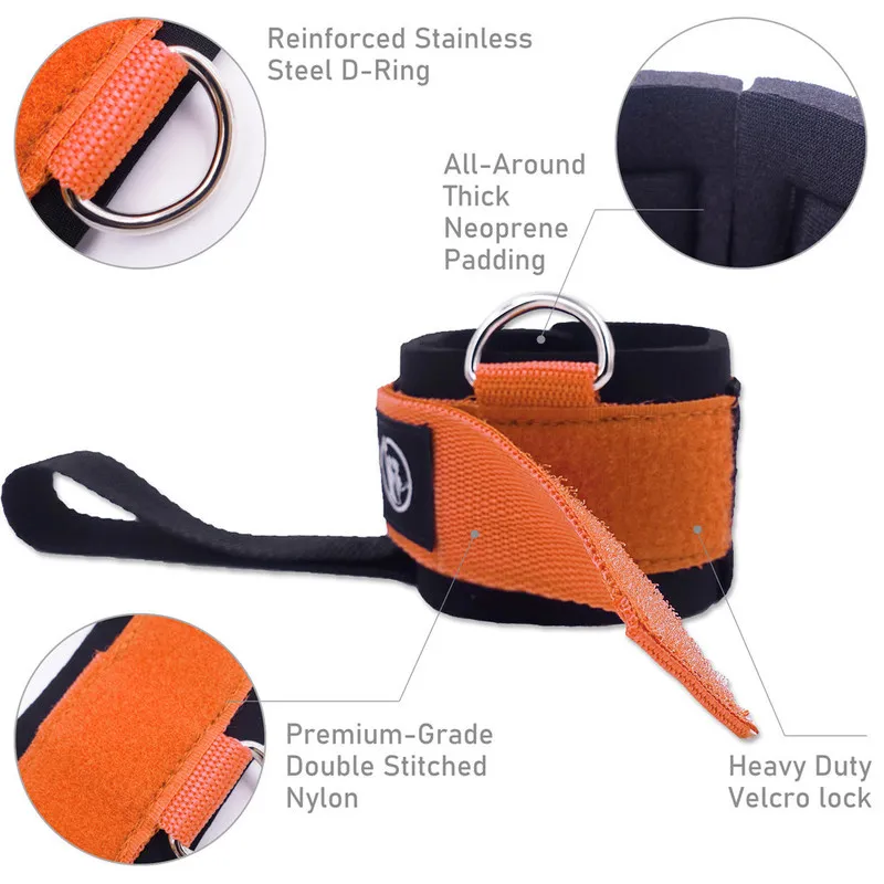 DRing Ankle Straps with Pedal Rope Achilles Tendon Support for Cable Machines Glute Leg Workouts Neoprene Padded Ankle Weights 220618