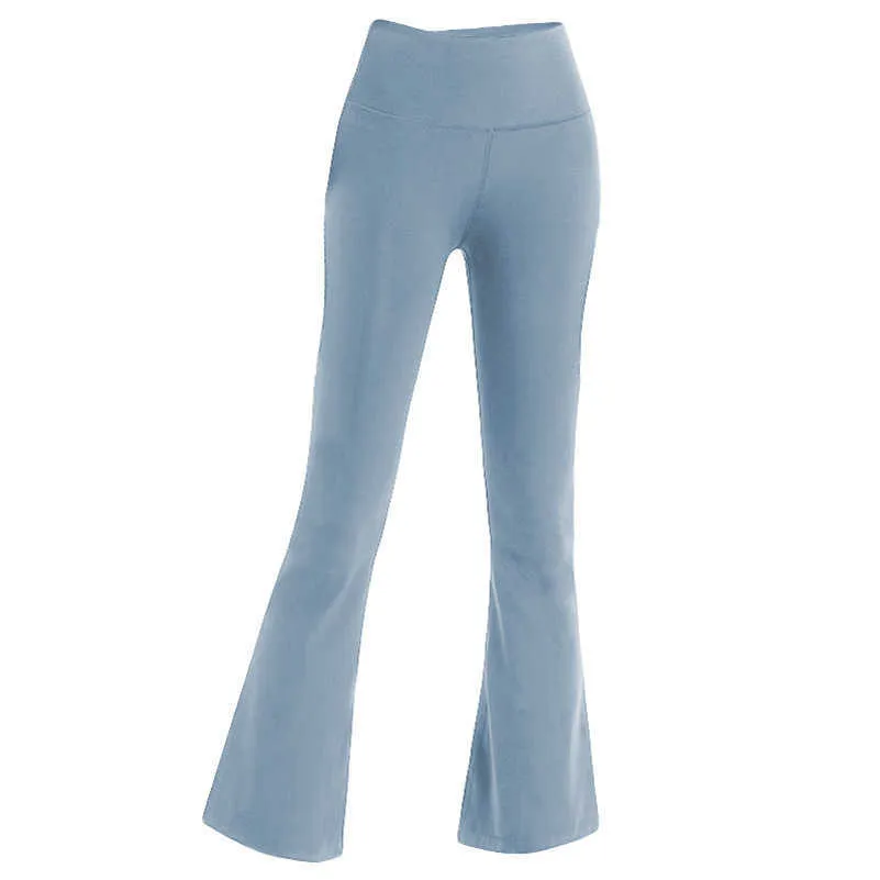 L-06 Mujeres Yoga Pantalones acampanados Cintura alta Pierna ancha Pantalones deportivos Color sólido Caderas delgadas Medias de baile sueltas Damas Gimnasio Tallas grandes Leggings Pantalones de chándal para correr